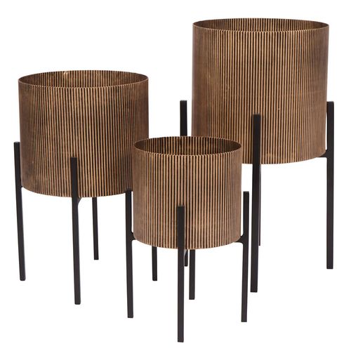 Belvedere Planter - Gold - Floor Standing - Set of 3