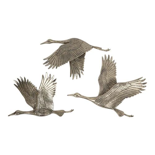 Crane Wall Art - Antique Gold - Trio - Cast Aluminium