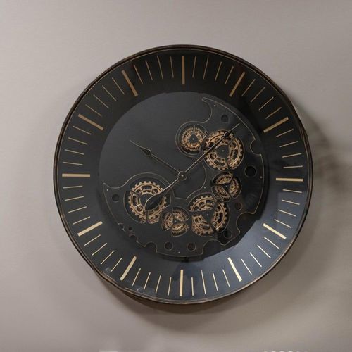 Palladium Wall Clock - Black and Gold Cogs - Round - Small