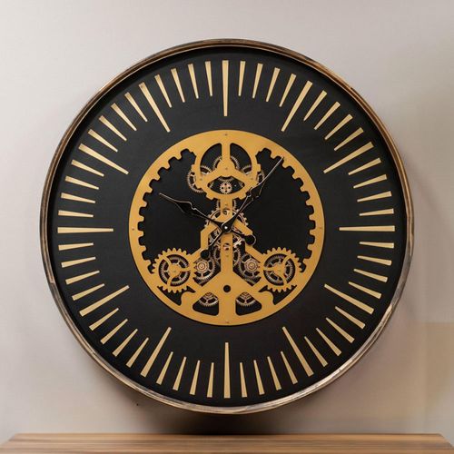 Palladium Wall Clock - Gold Centre Cogs - Round