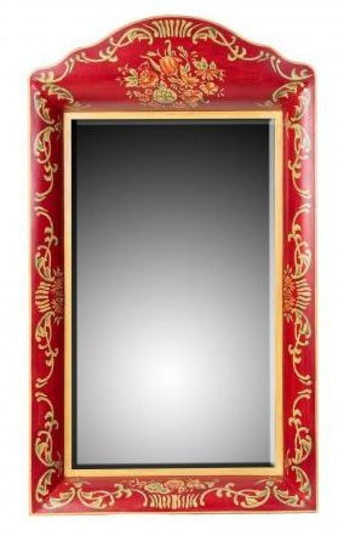 Meerut Red Floral Design Wall Mirror