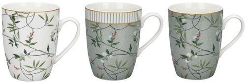 Alice Bell Collection Mugs - Light Green - Bone China - Set of 6