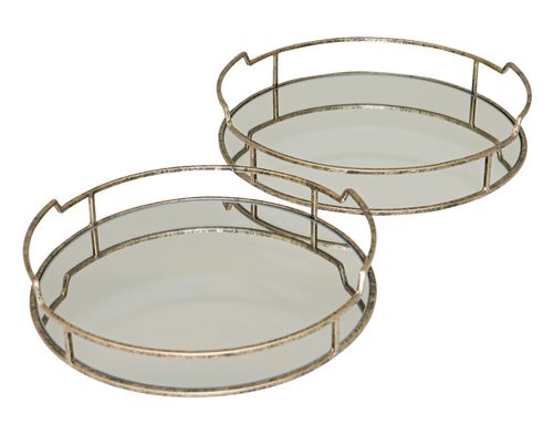 Drina Mirrored Trays - Antique Gold - Set of 4