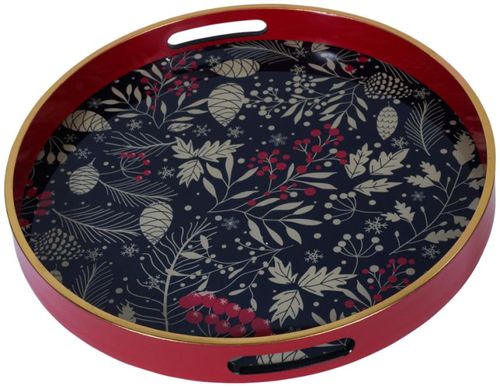 Forest Pine Tray - Navy and Red Wood - Set of 2