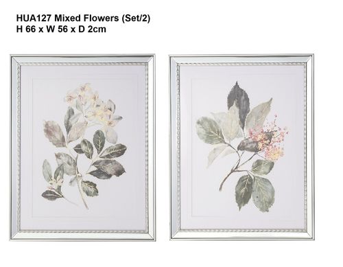 Mixed Green and Grey Flowers Photo Frame - Set of 2