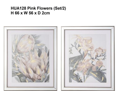 Pink Flowers Photo Frame - Set of 2