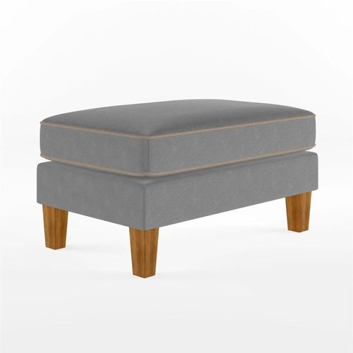Nowata Bowen Grey Chenille Fabric Ottoman - DA036OTUK