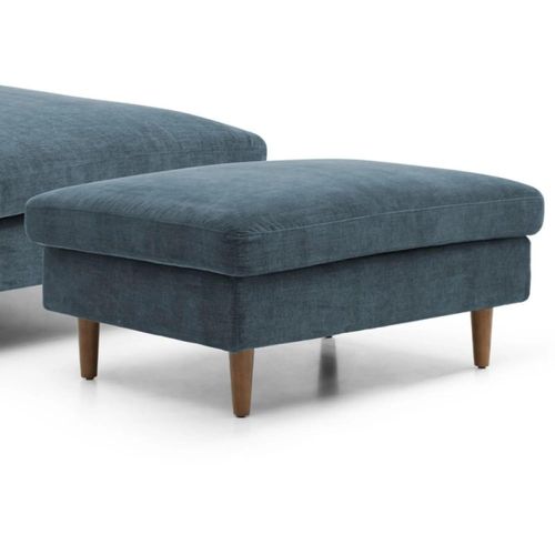 Scott Ottoman Footstool - Eryx Chenille Navy Blue Fabric