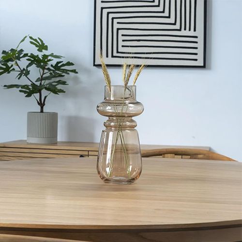 Round Vase - Smoked Brown Glass