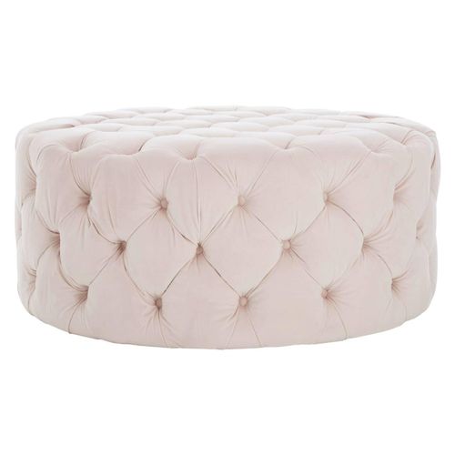 Suri Footstool - Round - Pink Tufted