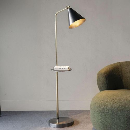 Amelie Floor Lamp - Grey Metal with Table