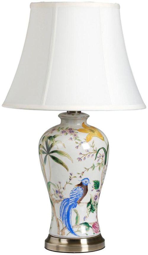 Ava Ceramic and Brass Lamp - White