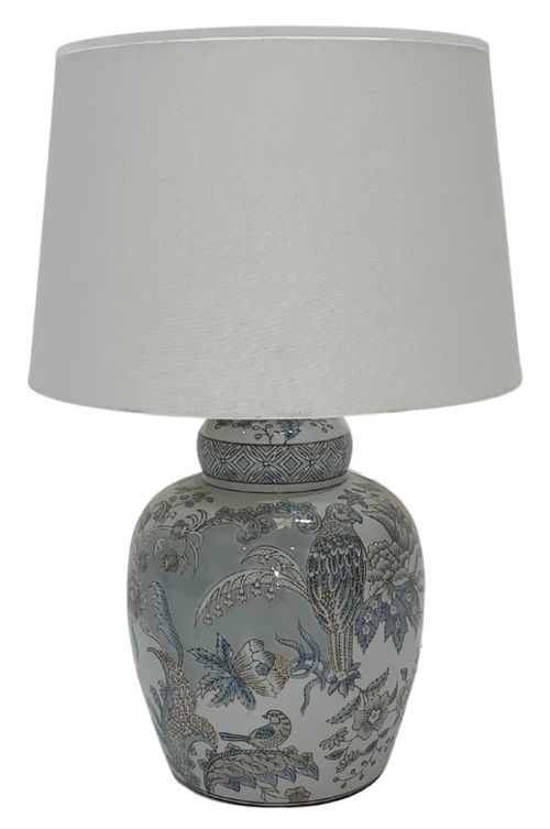 Delia Ceramic Table Lamp - Light Blue and Grey