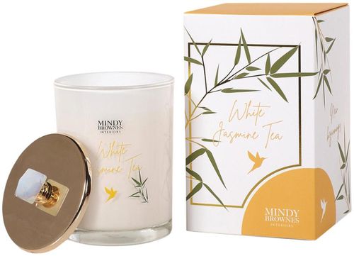 White Jasmine Tea Candle - White and Silver Glass - Set of 4