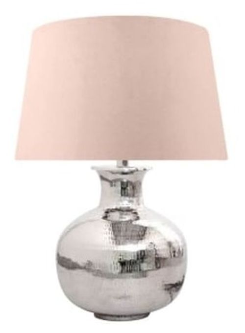 Table Lamp - Pink Velvet Shade - Nickel Plated