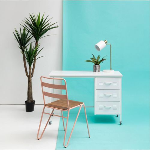 Academy White Metal 3 Drawer Desk