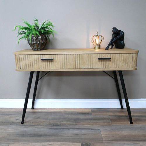 Dutch Ribbed Wooden 2 Drawer Desk