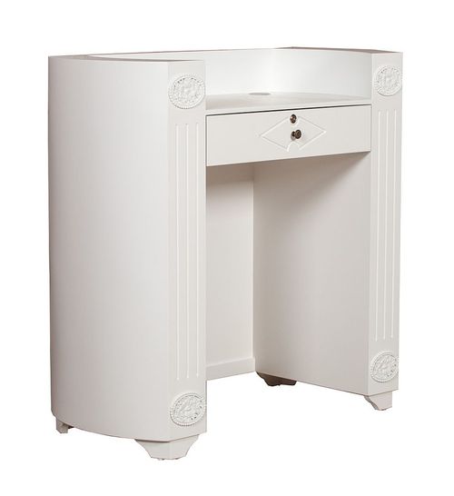 White 1 Drawer Curved Reception Desk