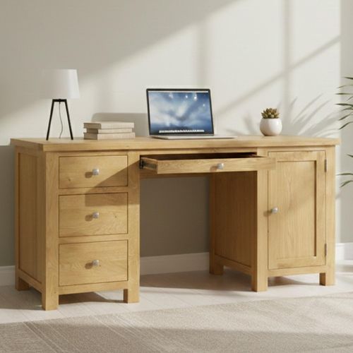 Appleby Desk - 4 Drawer Double - 1 Door - Oak