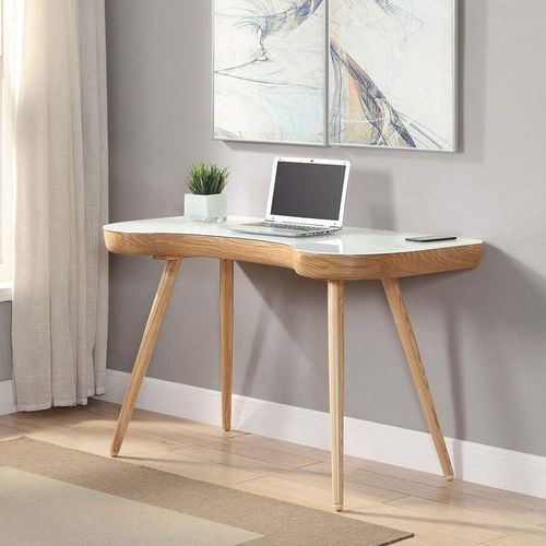 San Francisco Executive Curved Desk - Oak and White - PC714