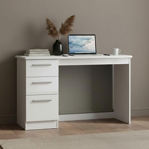 Knightsbridge Desk - 3 Drawer - White Gloss