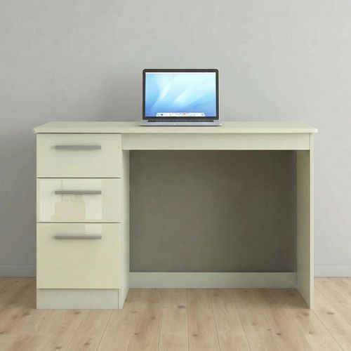 Knightsbridge Desk - 3 Drawer - Cream Gloss