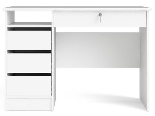 Function Plus White 3+1 Handle Free Drawer Single Desk