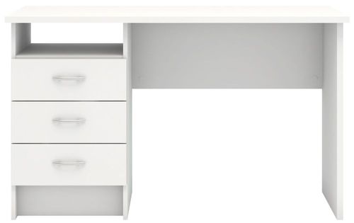 Function Plus White 3 Drawer Single Desk