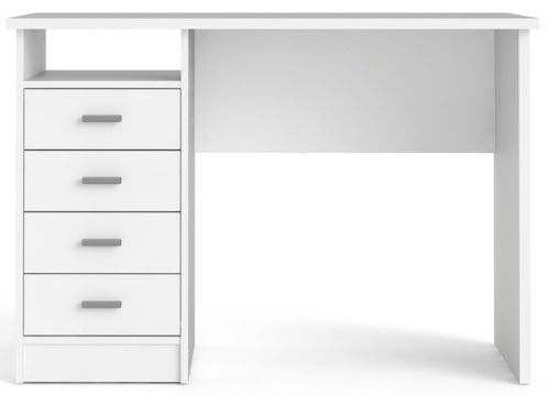 Function Plus White 4 Drawer Single Desk