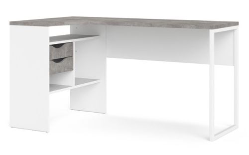 Function Plus White and Grey 2 Drawer Corner Desk