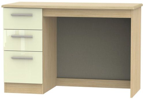 Knightsbridge Cream Gloss and Light Oak 3 Drawer Desk