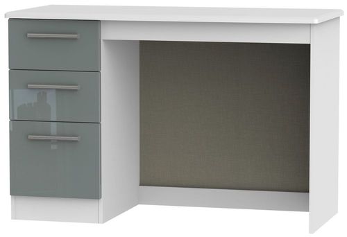 Knightsbridge Grey Gloss and White 3 Drawer Desk