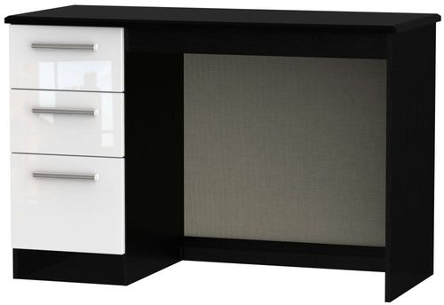 Knightsbridge White Gloss and Black 3 Drawer Desk