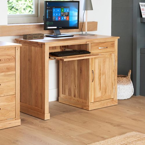 Mobel Oak Computer Desk - 1 Door - 2 Drawer