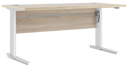 Prima Oak Effect and White Desk with Electric Control