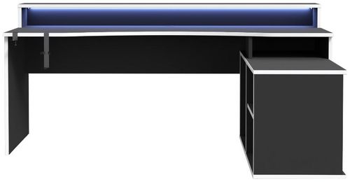 Tezaur Black 3 Shelves LED Light Gaming Desk