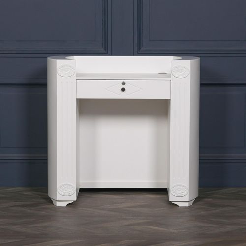 Reception Desk - White - 1 Drawer - Curved