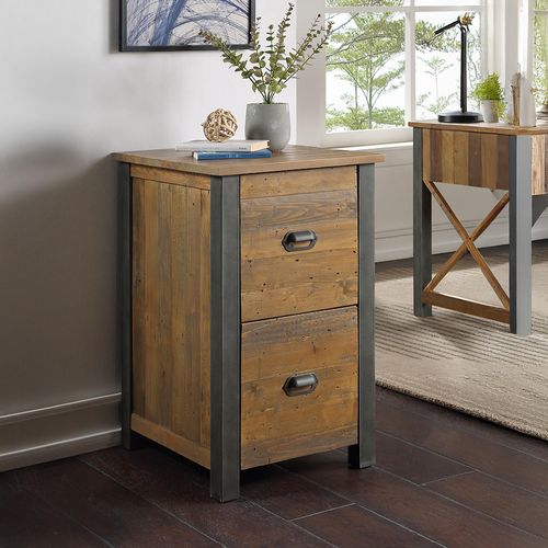 Urban Elegance Reclaimed Wood Filing Cabinet - 2 Drawer
