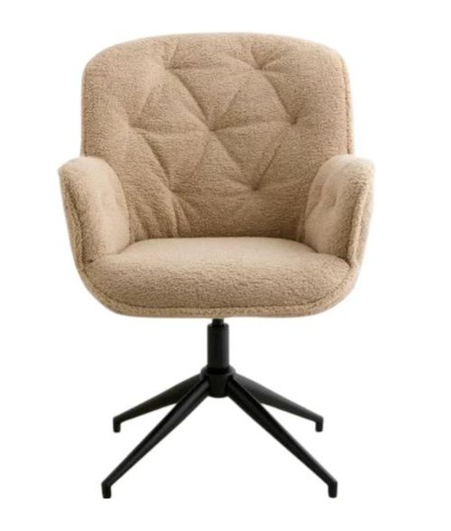 Lea Beige Boucle Fabric Swivel Office Chair
