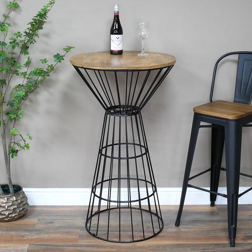 Bar Table - Mango Wood and Black Metal - Round