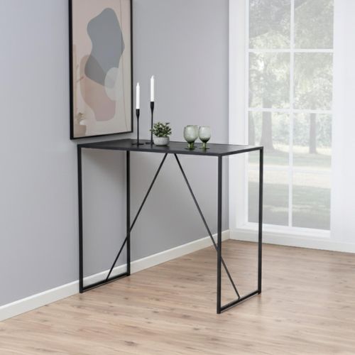 Seaford Bar Table - Black Melamine and Metal
