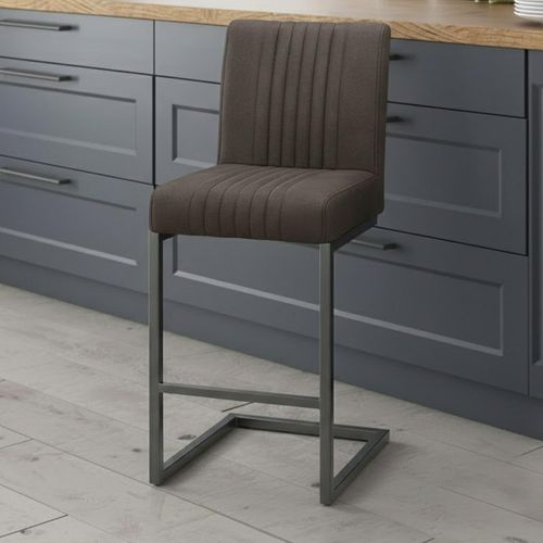 Brooklyn Barstool with Back - Set of 2 - Grey Faux Leather