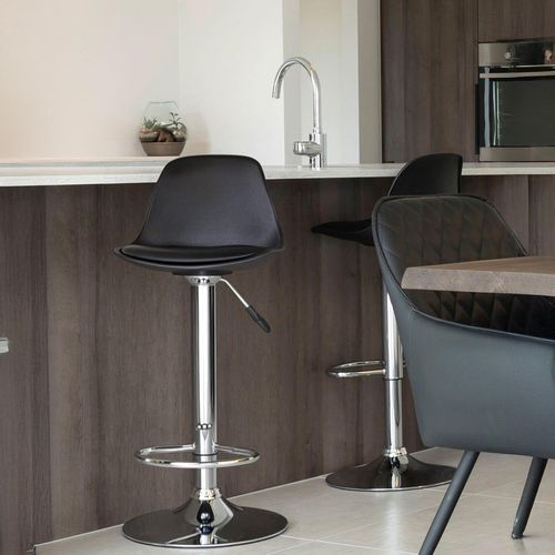 Trondheim Barstool - Black Faux Leather - Set of 2 - Adjustable