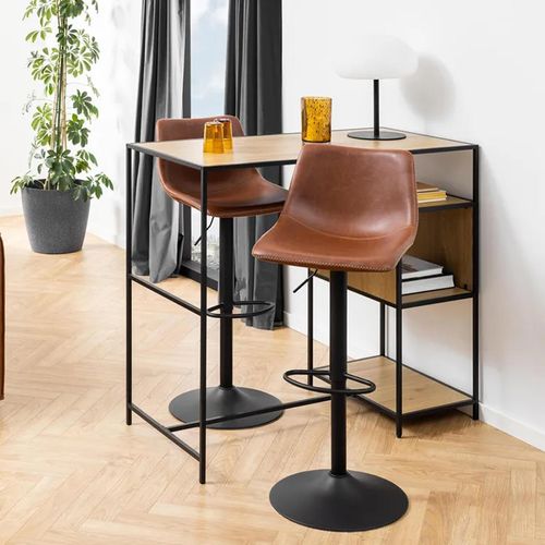 Clearance - Oregon Barstool - Set of 2 - Tan Faux Leather - Gas Lift - with Back - A405