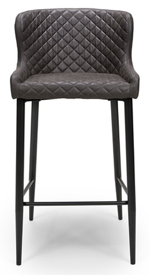 Charlie Barstool with Back - Set of 2 - Grey Faux Leather