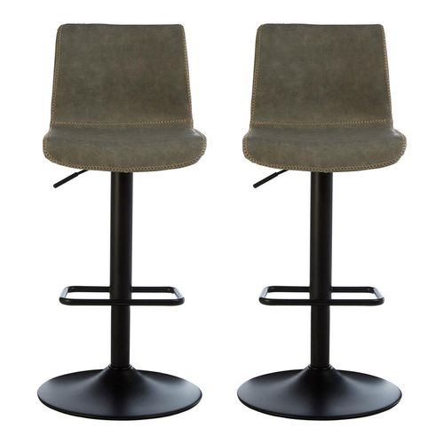 Dalston Barstool - Set of 2 - Ash Faux Leather with High Back