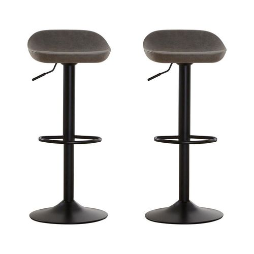Dalston Barstool - Set of 2 - Ash Faux Leather with Low Back