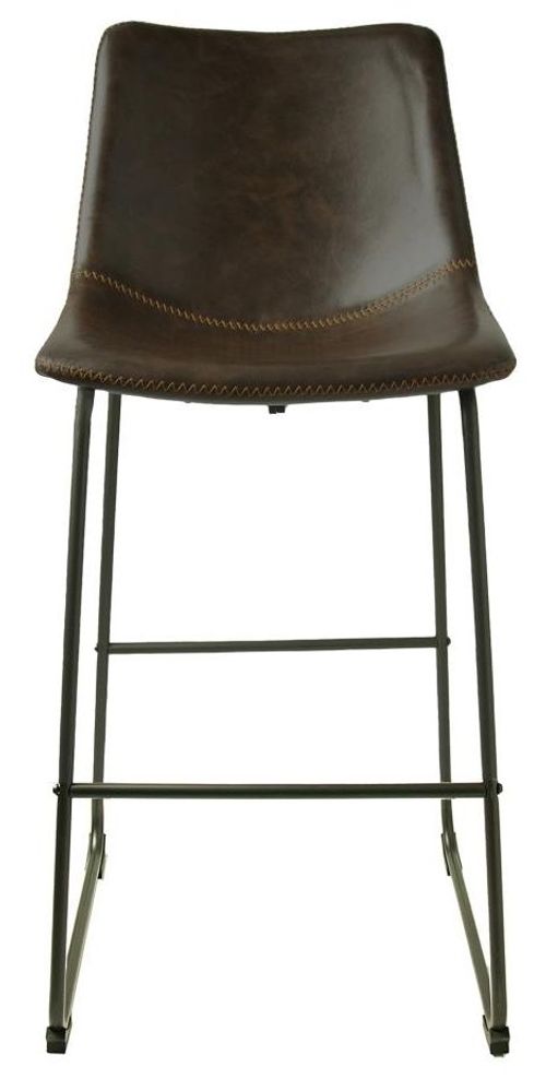2 x Fremont Chestnut Vintage Leather Barstool