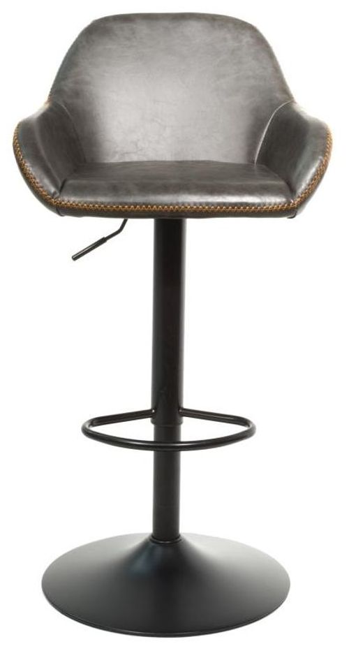 2 x Hawai Grey Vintage Leather Gas Lift Barstool