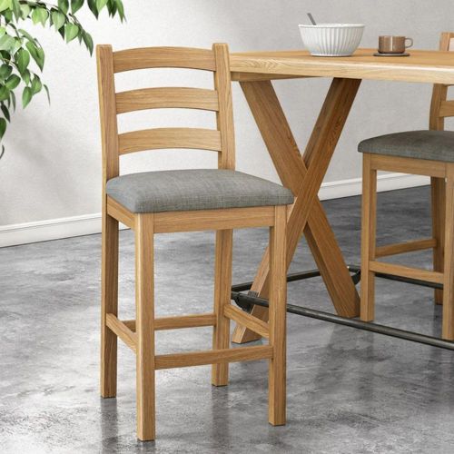 Normandy Barstool - Set of 2 - Oak & Grey Fabric